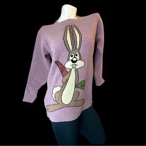 Pure Wool Bunny Rabbit Sweater by Daisy in Heathered Purple